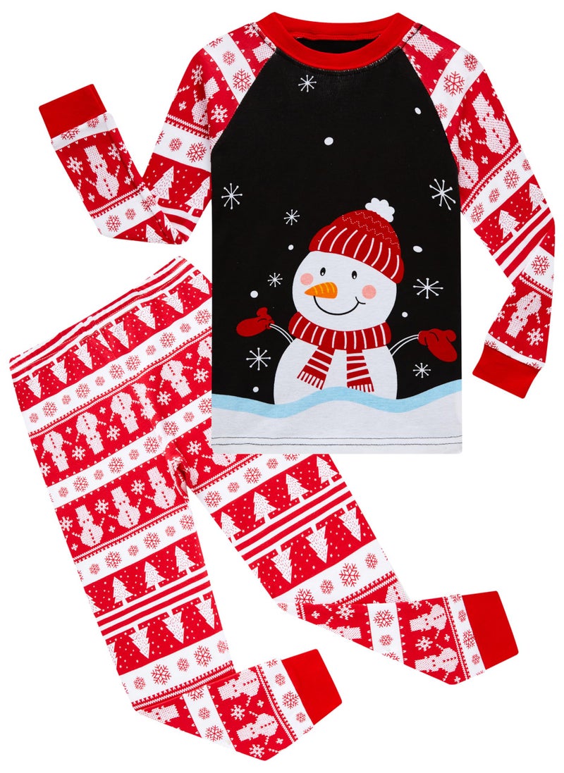 KikizYe Little Girls Boys Christmas Pajamas Kids Snowman Long Sleeve Cotton Pjs Xmas Pj Size 6 - Image 1